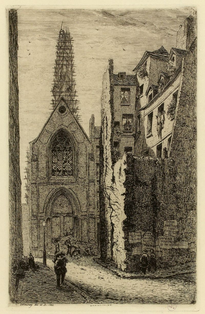 Gothic architecture with stained glass by Alfred Alexandre Delauney