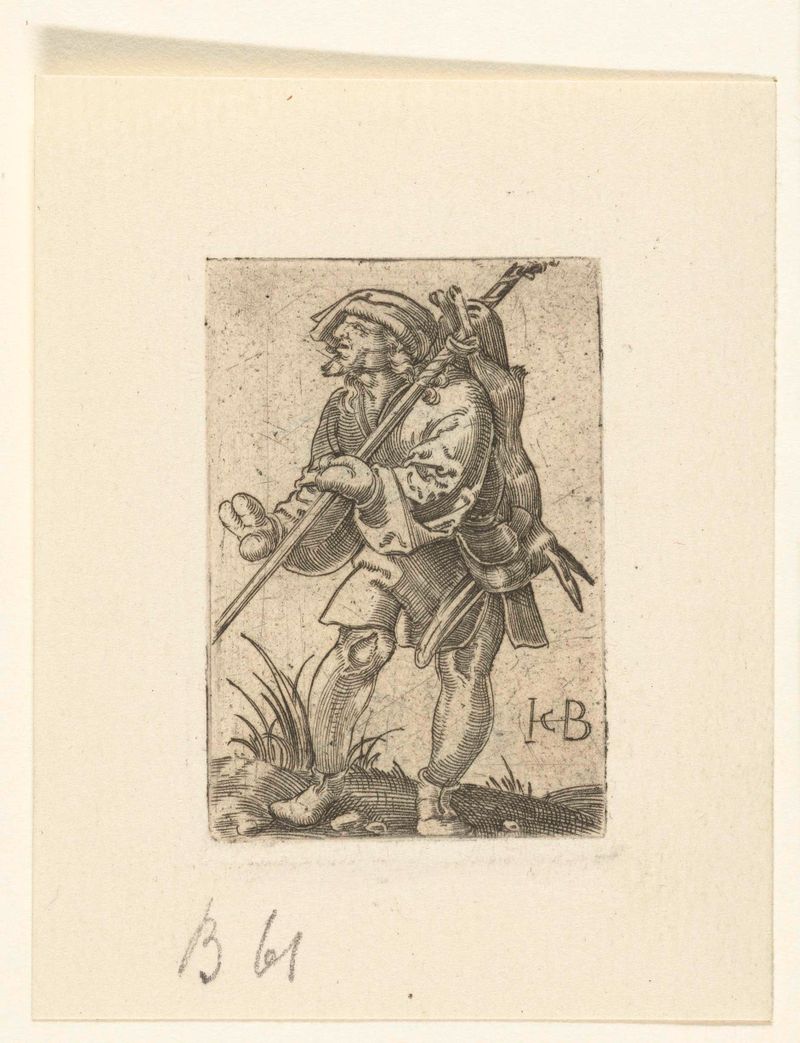 Grabado de Jacob Binck que representa a un agricultor con una liebre capturada