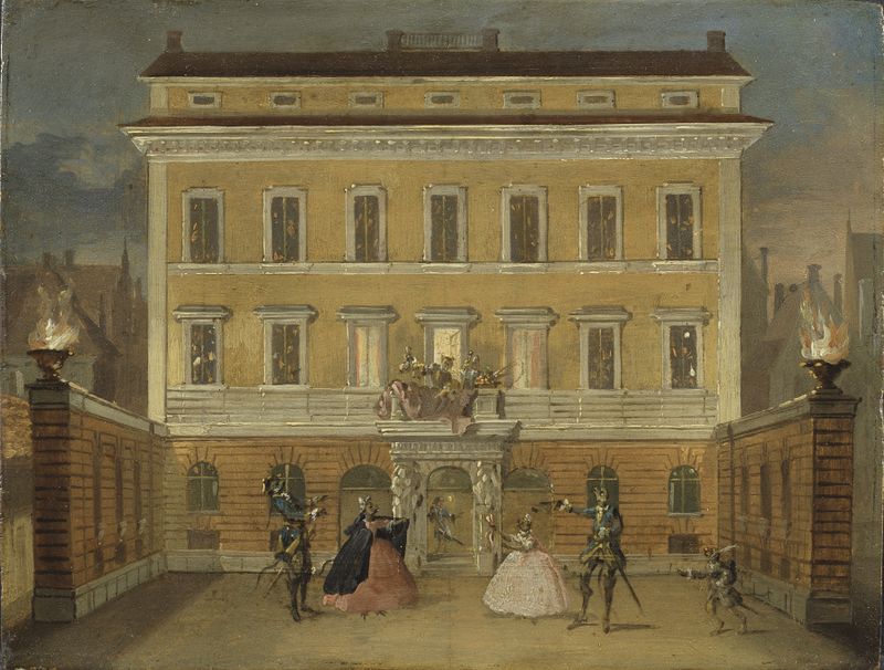 Monkeys Acting in front of the Governor’s House, Estocolmo, Rococo, Johan Pasch the elder