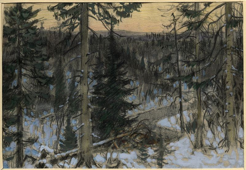 Twilight on the Taiga near Krasnoyarsk, oil on canvas by Boris Vasilievich Smirnov