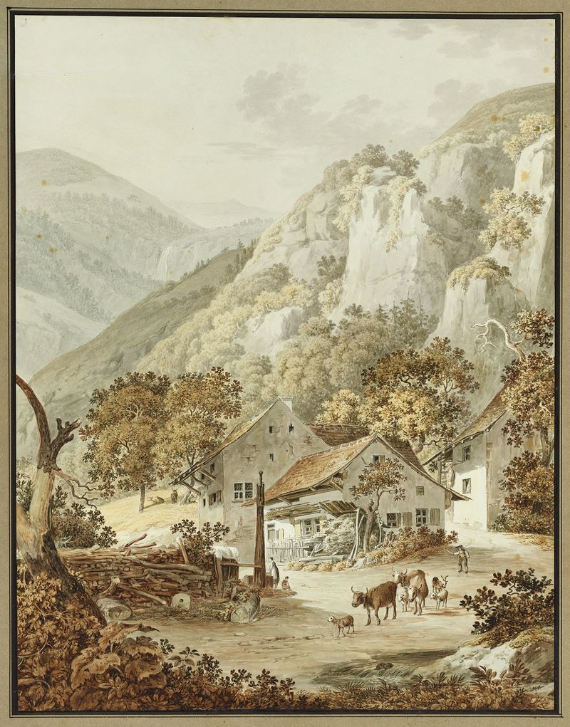 Landscape of Dorfpartie im Basler Jura by Peter Birmann, oil on canvas