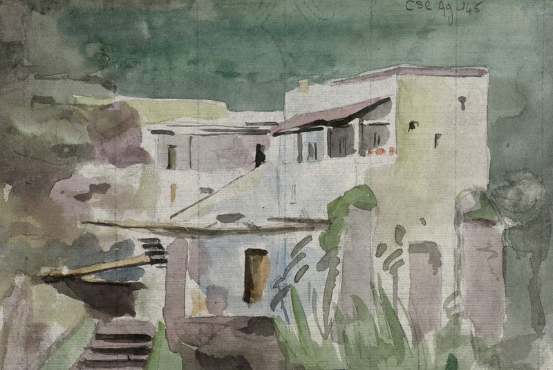 Villa italienne de René Marjolin, paisaje impresionista, luz y sombra suaves