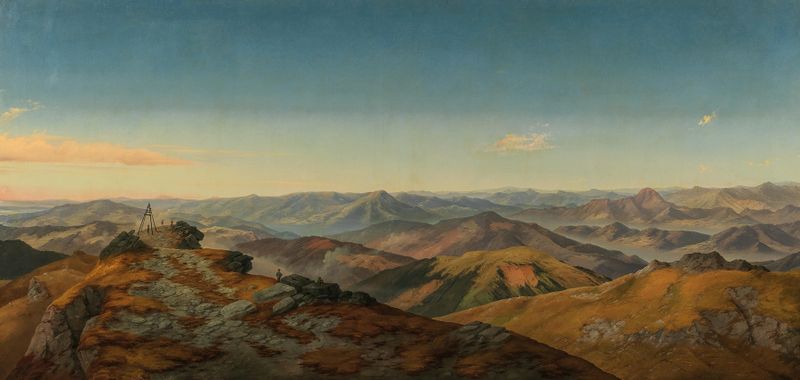Landscape with mountains and mist by Markus Pernhart, medium unknown