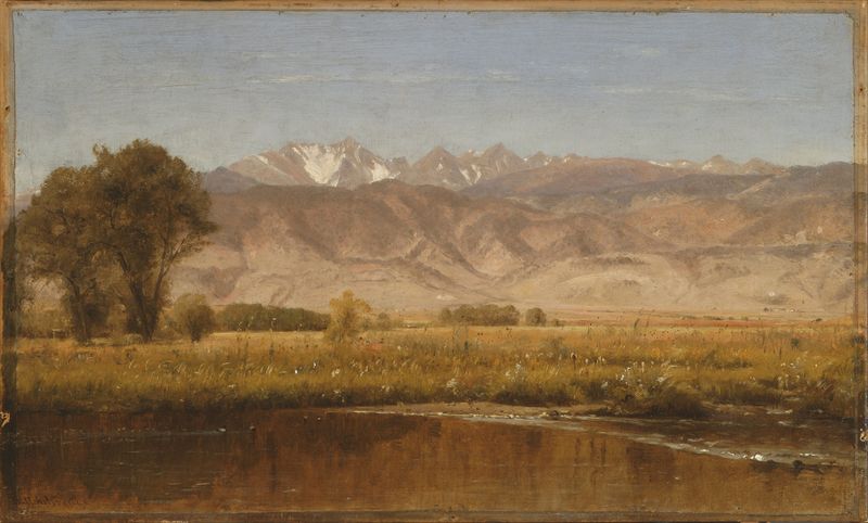 Landscape of Colorado foothills with wildflowers, oil painting by Worthington Whittredge