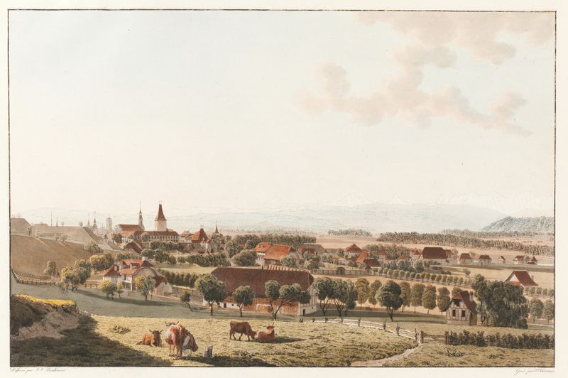 Paisaje de Bern, von Nordwesten de Johann Jakob Biedermann, medio desconocido