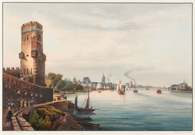 Vue de la ville de Cologne prise de Baienturm, pintura a óleo de Johann Ludwig Bleuler