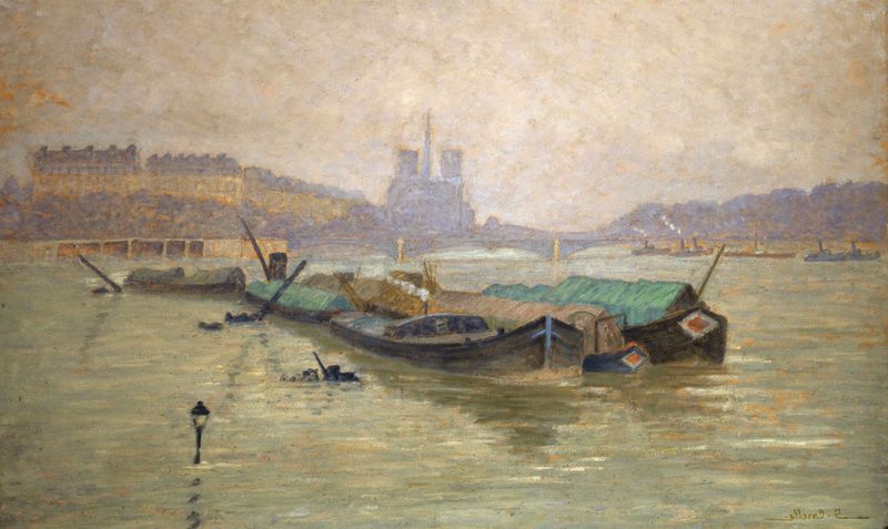 L’ile Saint-Louis Et Notre-Dame by Georges-Émile Carette, impressionism, landscape
