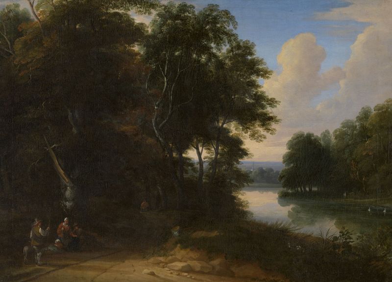 Wooded landscape with river, oil painting by Jacques d'Arthois
