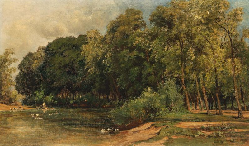 A Forest Idyll by Albert Kappis, depicting a lush forest landscape.