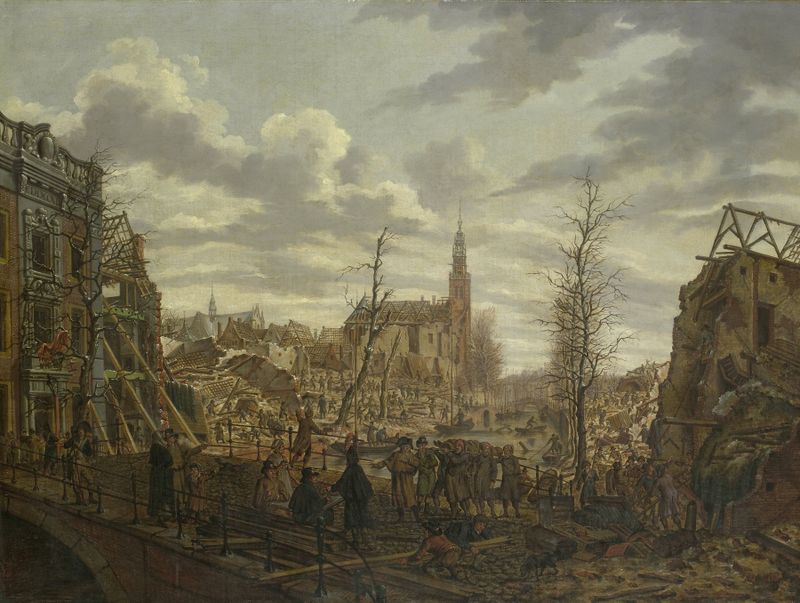 The Rapenburg, Leiden by Johannes Jelgerhuis, oil painting