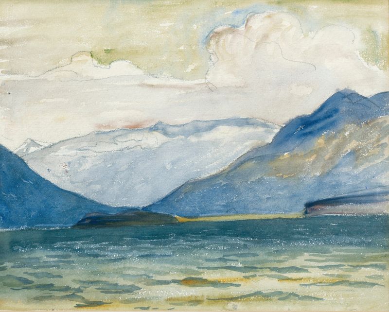 Landscape view from Plaun Da Lej by Giovanni Giacometti, oil painting