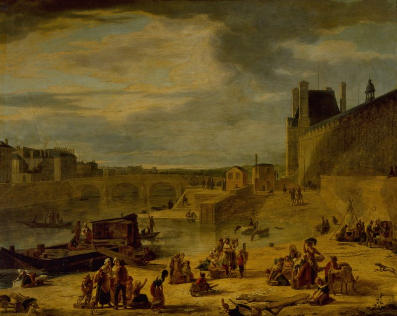 La Grande Galerie du Louvre et le pont Royal by Jean-François Depelchin, oil painting