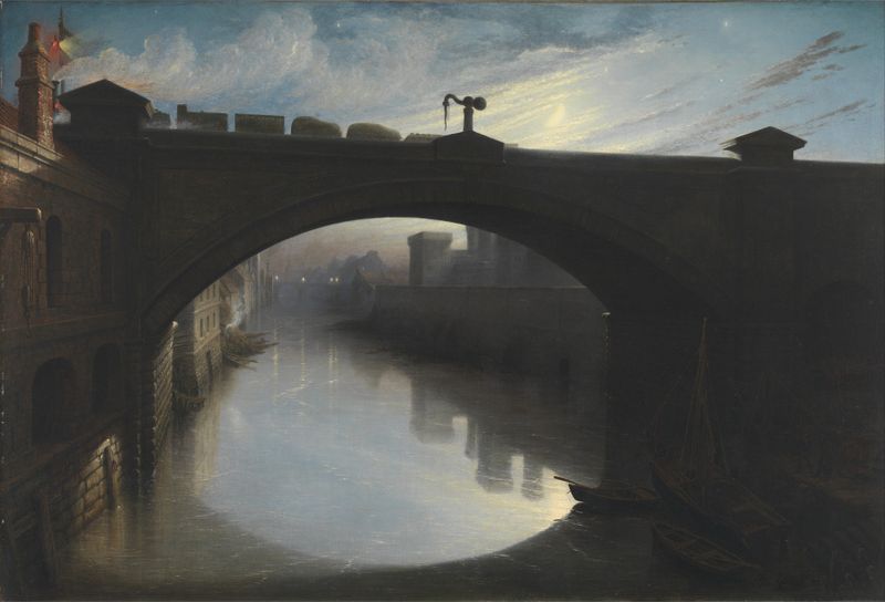 Ponte ferroviária sobre o rio Cart, óleo sobre tela de Waller Hugh Paton