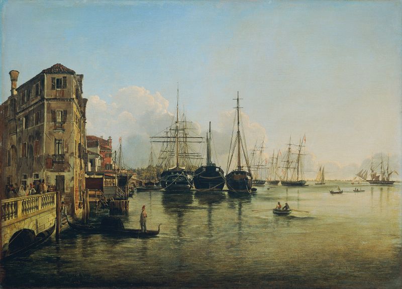 Paisaje de un canal en Venecia por Rudolf von Alt, pintura al óleo