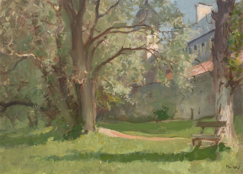 Frauengang de Brynolf Wennerberg, óleo sobre tela representando uma figura solitária em uma paisagem melancólica.