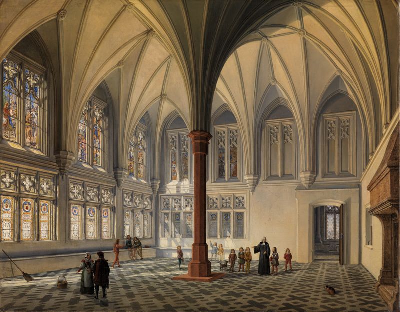 Interior scene of a summer hall, oil on canvas by Domenico Quaglio the Elder