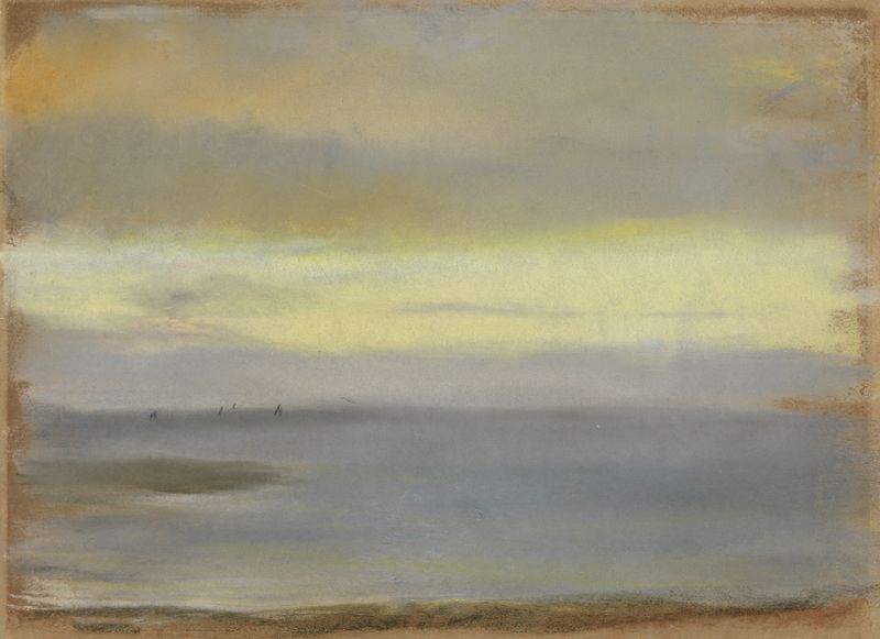 Marine, Soleil Couchant by Edgar Degas, oil painting depicting sunset over the sea