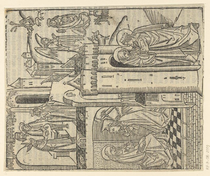 Cena religiosa de Anna e Joaquim, obra em papel de Master of Delft