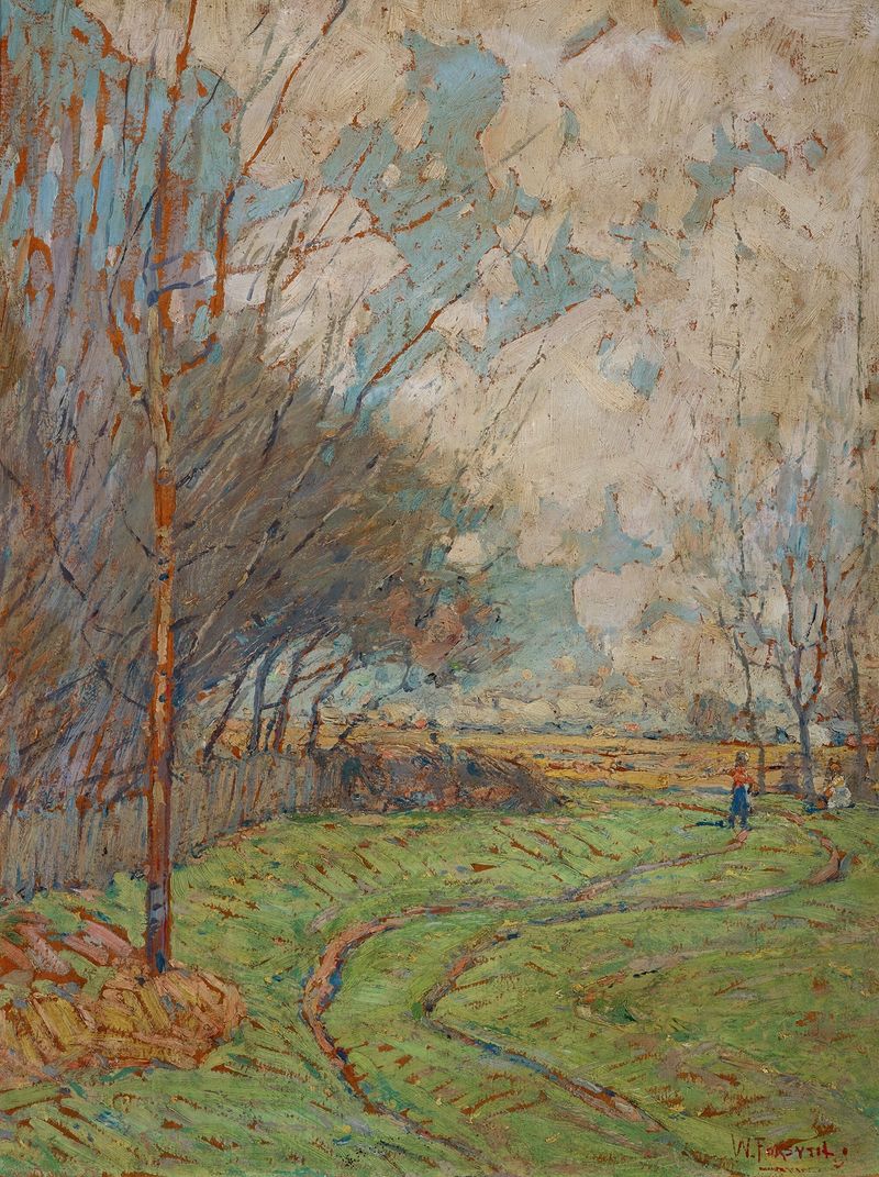Landscape; Path to the Fields by William J. Forsyth, impressionism