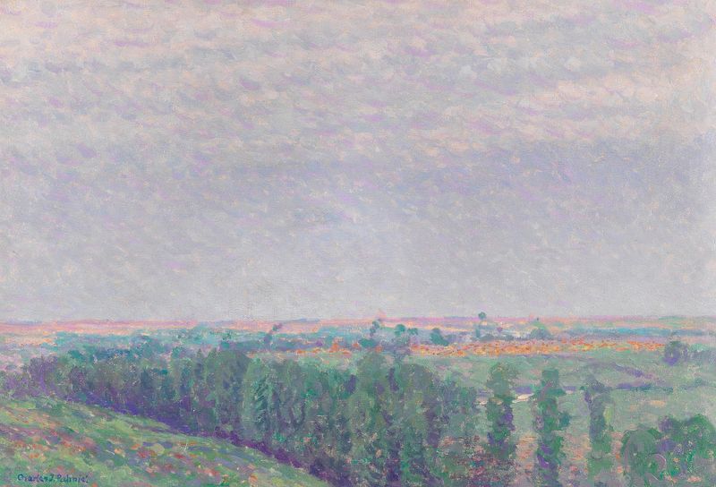 Summer landscape with cypress trees by Charles Johann Palmié, oil painting