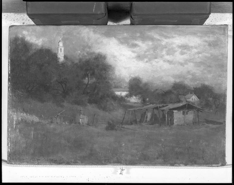 Landscape with Church Steeple, oil on canvas by Willard Leroy Metcalf