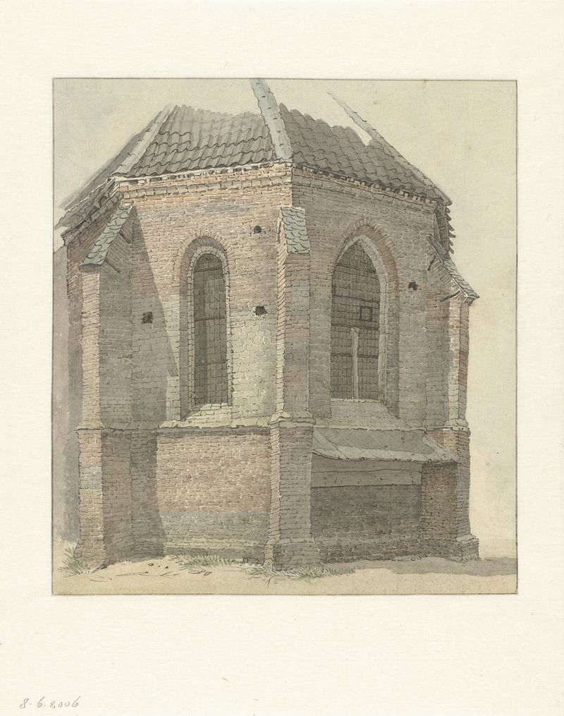 Oude kerk van Vaassen by Gerrit Hulseboom, oil on canvas depicting a church in a village setting