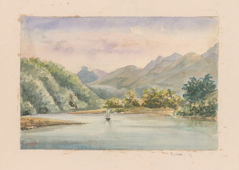 Acuarela de Auguste Mouillesaux de Bernières que representa un paisaje con tonos suaves.