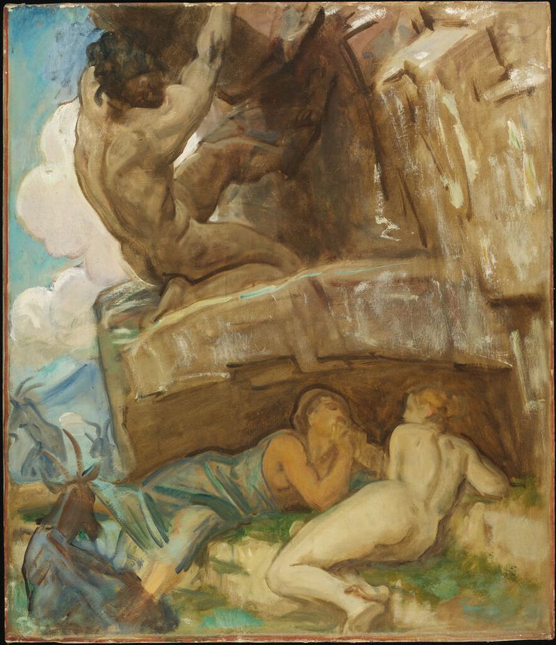 Pintura al óleo de John Singer Sargent que muestra figuras entrelazadas en armonía.
