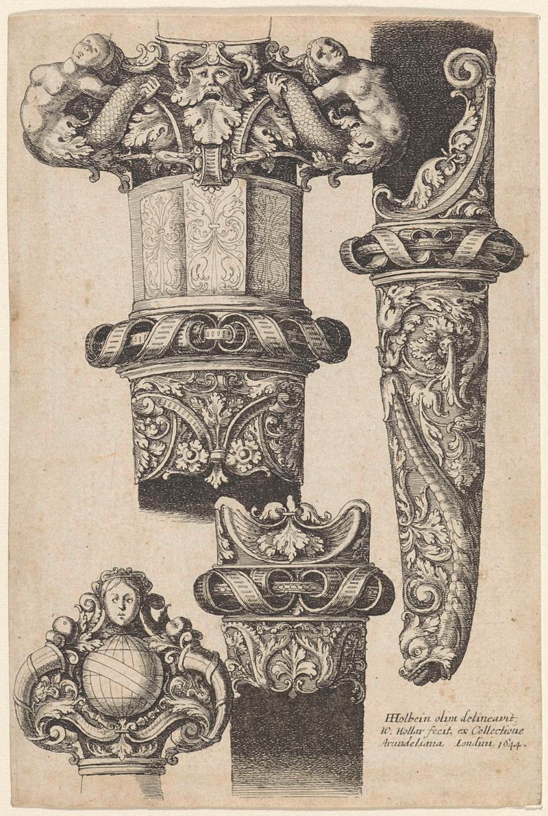 Design ornamental para uma adaga e bainha, gravura de Wenceslaus Hollar