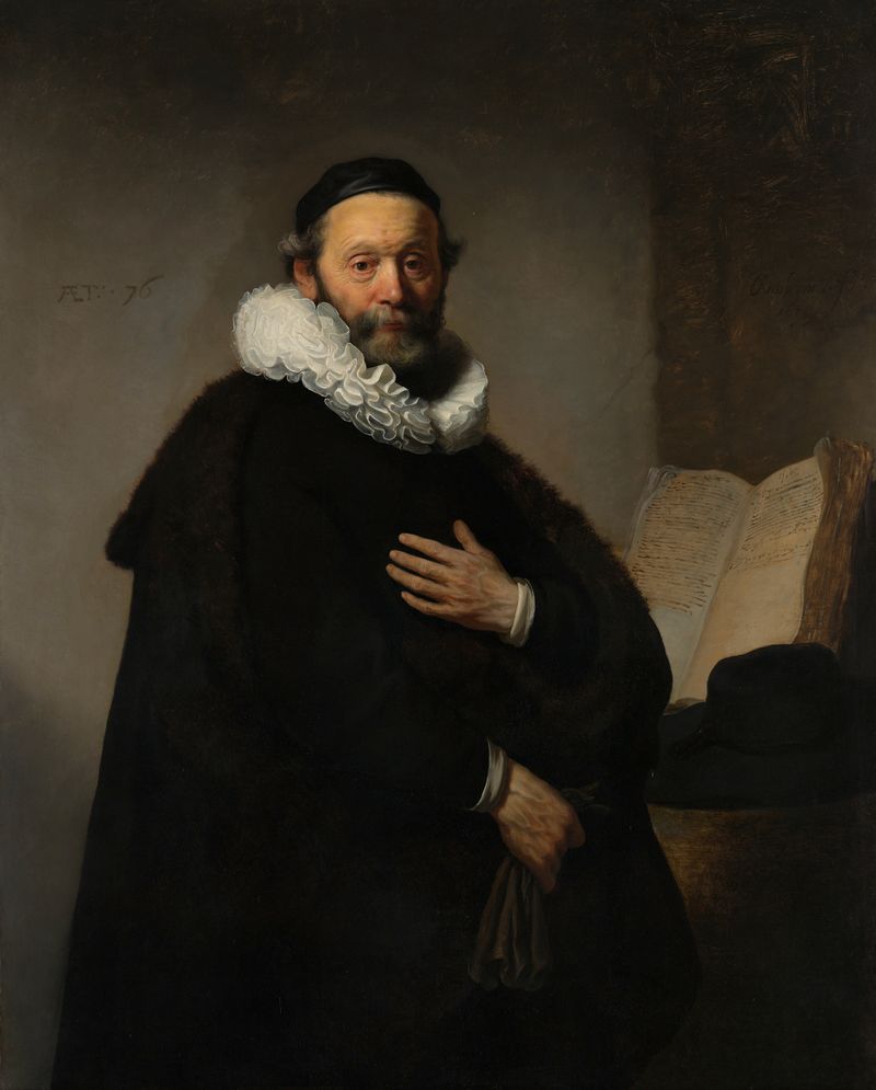 Retrato de Johannes Wtenbogaert, óleo sobre tela de Rembrandt van Rijn
