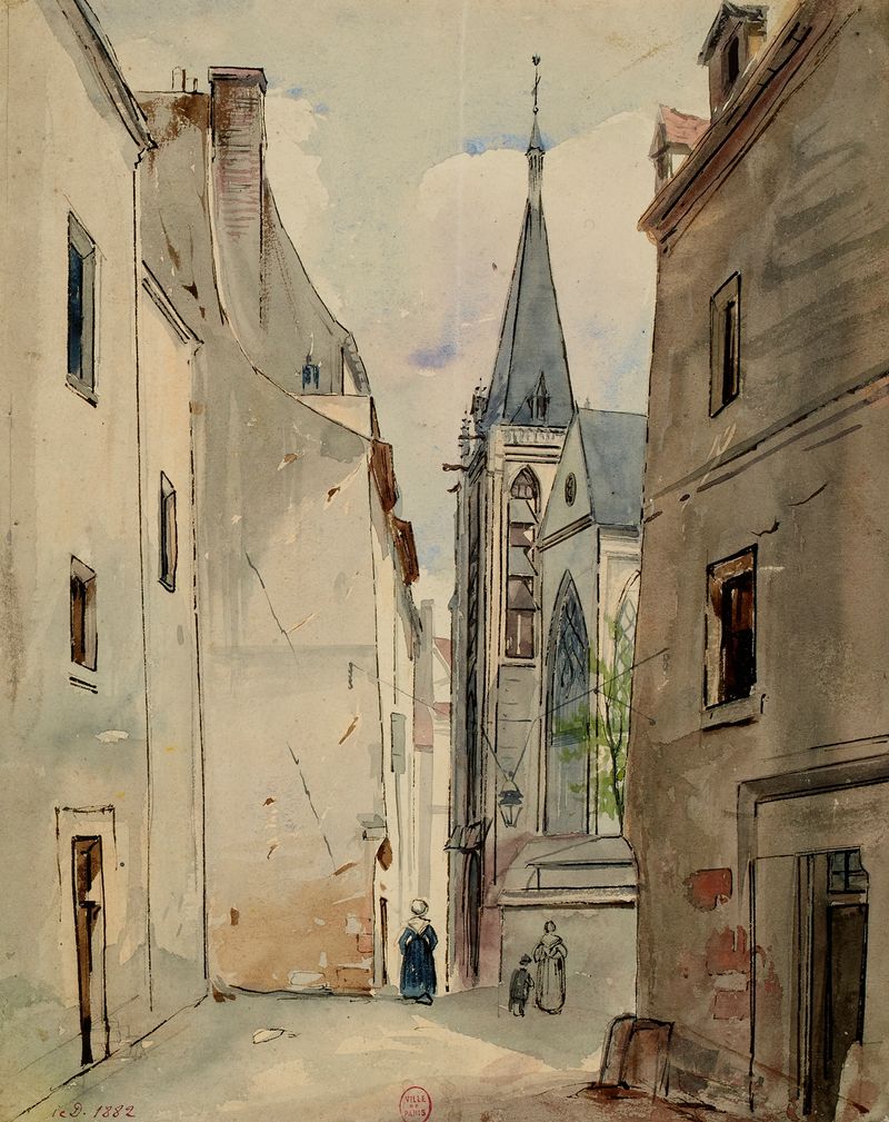 Gothic architecture of Eglise Saint-Séverin by Henri Jean Baptiste Levis, medium unknown