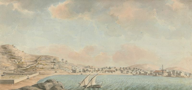 Harbour Town Surrounded by Windmills, oil on canvas by Willey Reveley