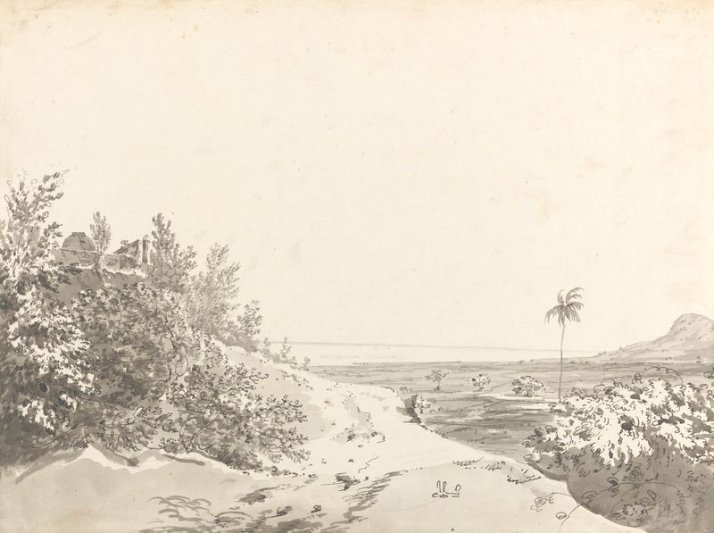 Landscape drawing by William Hodges, ink on paper