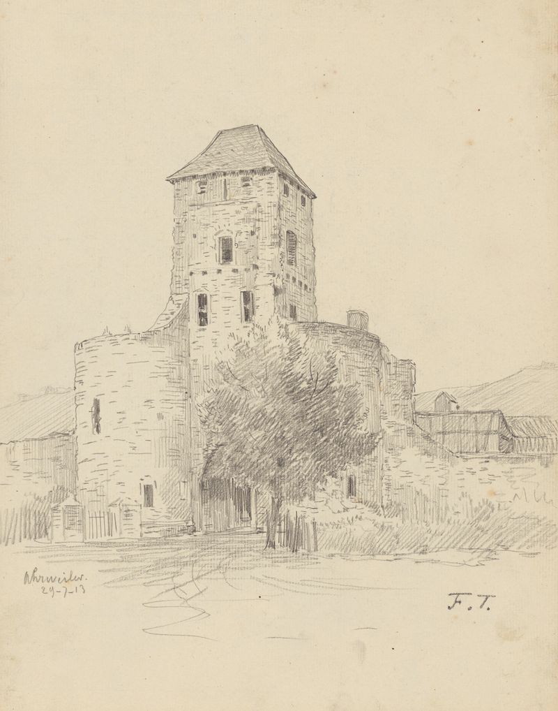 Post-Impressionism oil painting of an ancient tower by Jean-François Taelemans