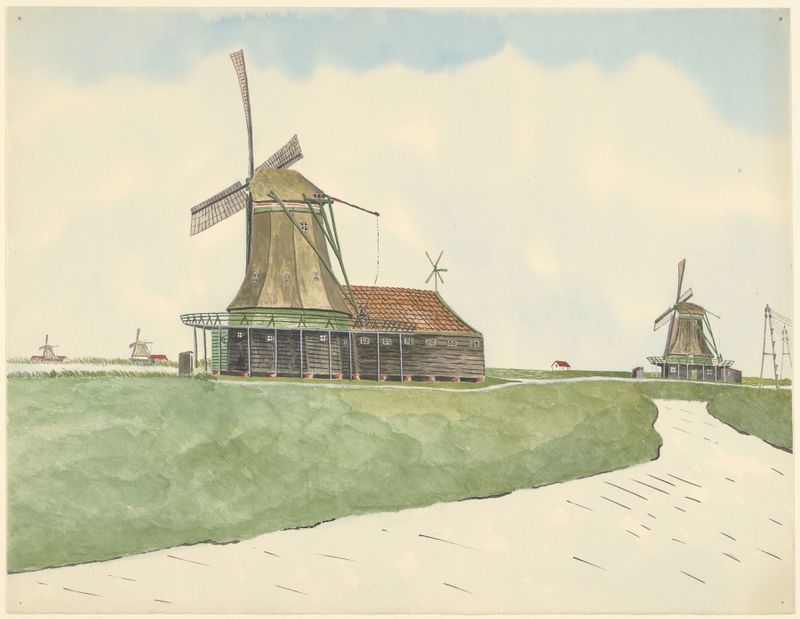Paisaje con molino y cielo dramático de Johannes Nicolaas Eijman, medio desconocido