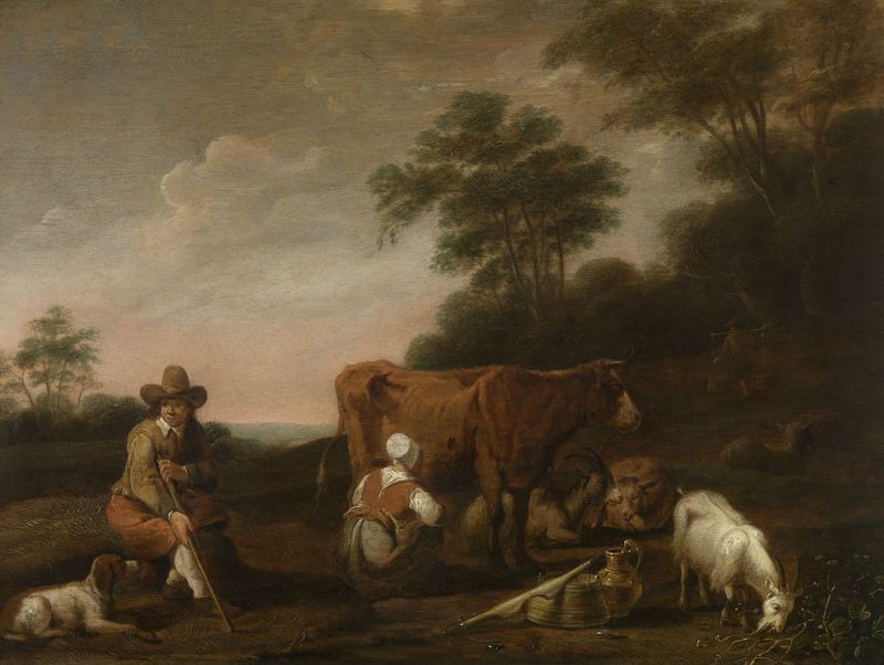 Paisaje con Pastor y Lechera, óleo sobre lienzo de Aelbert Cuyp