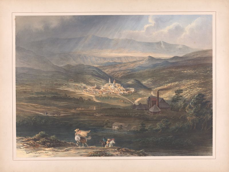 Engraving by Daniel Thomas Egerton depicting a lush landscape with foliage and rugged terrain