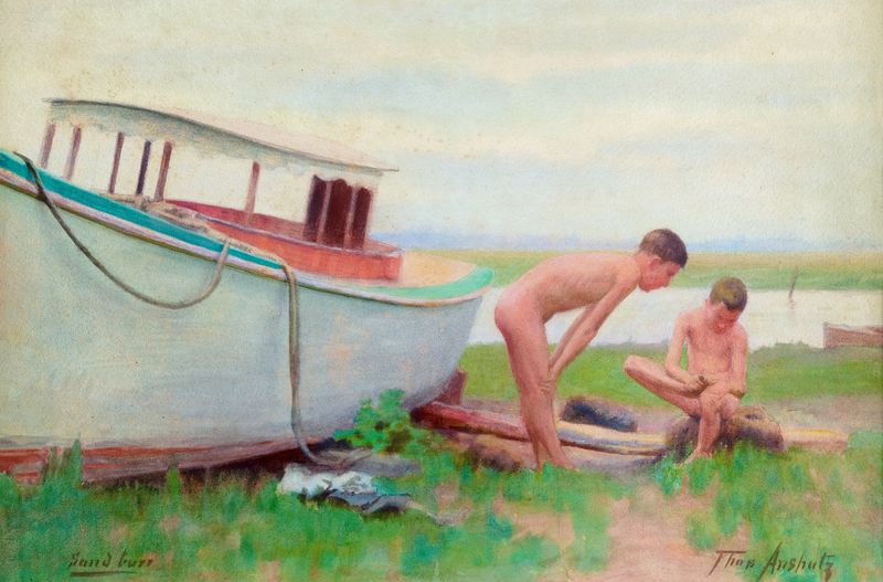 Sand Burr by Thomas Pollock Anshutz, oil on canvas depicting a sand burr in nature.