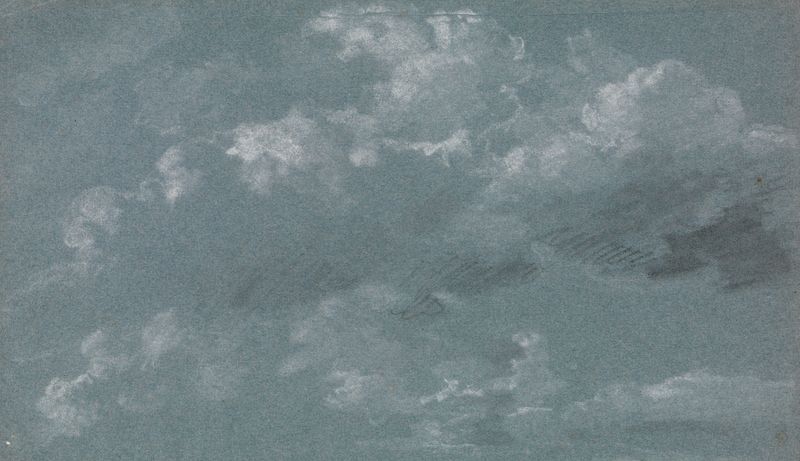 Landscape with clouds in blue and grey tones, oil painting by Johann Georg von Dillis