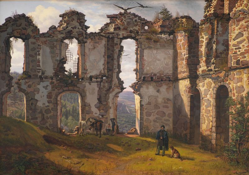 The Ruins of Brahehus near Jönköping, Sweden, oil on canvas by Frederik Sødring