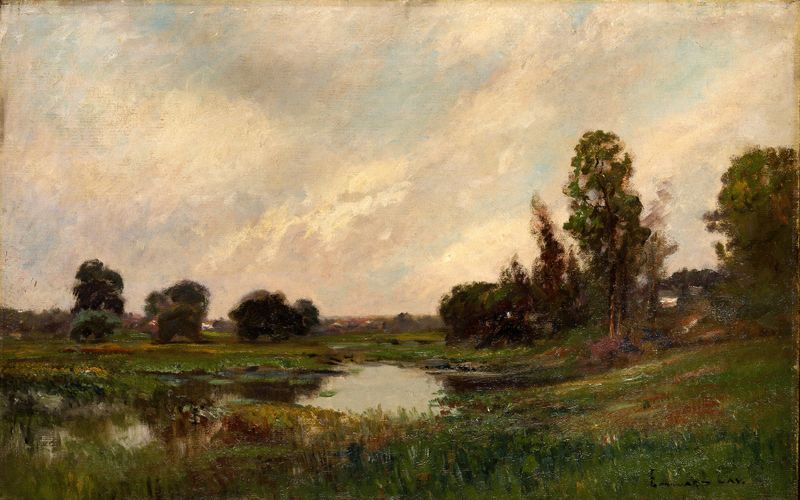 Landscape of The River, Sound Beach, Connecticut by Edward Gay, oil on canvas