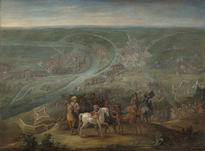 Historical scene of French commanders in oil on canvas by Lambert de Hondt II