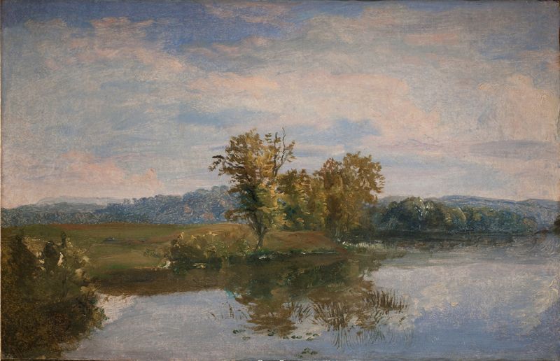 A View of Lake Vejl near Silkeborg, Jutland by Dankvart Dreyer, oil on canvas