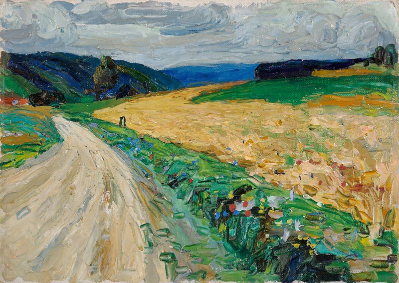 Estudo da natureza na carruagem amarela de Wassily Kandinsky, pintura a óleo