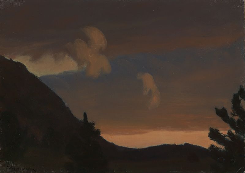 Paisaje que representa nubes de tormenta y crepúsculo de Gustav Kampmann