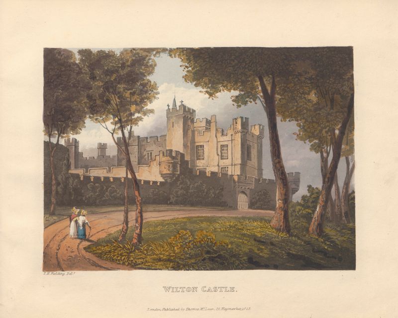 Wilton Castle by Theodore Henry Adolphus Fielding, oil painting depicting a castle at twilight.