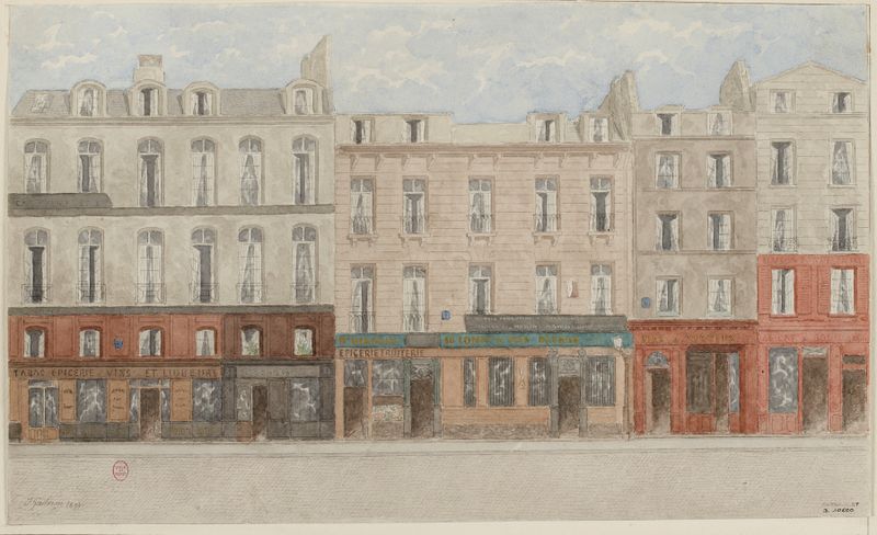 Rue Beaubourg nº46 à 52, architecture in oil on canvas by Jules Gaildrau