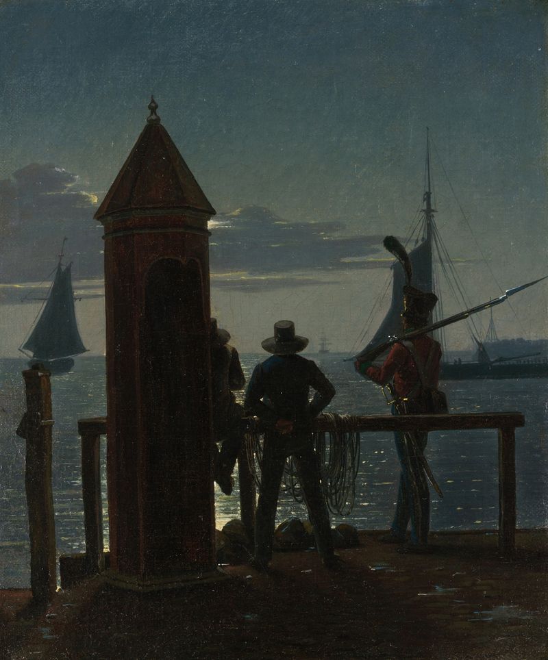 View from the Citadel Ramparts in Copenhagen by Moonlight, oil on canvas by Martinus Rørbye