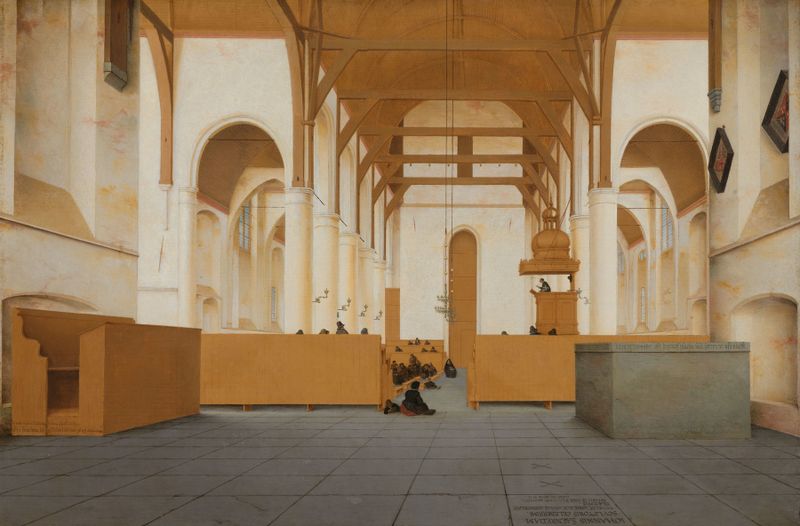 Interior of Sint-Odulphuskerk in Assendelft, oil on panel by Pieter Jansz Saenredam