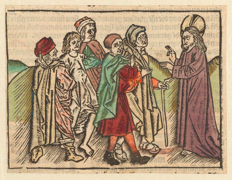 Christus geneest twee blinden en een bezetene, óleo sobre painel de Meester van Antwerpen